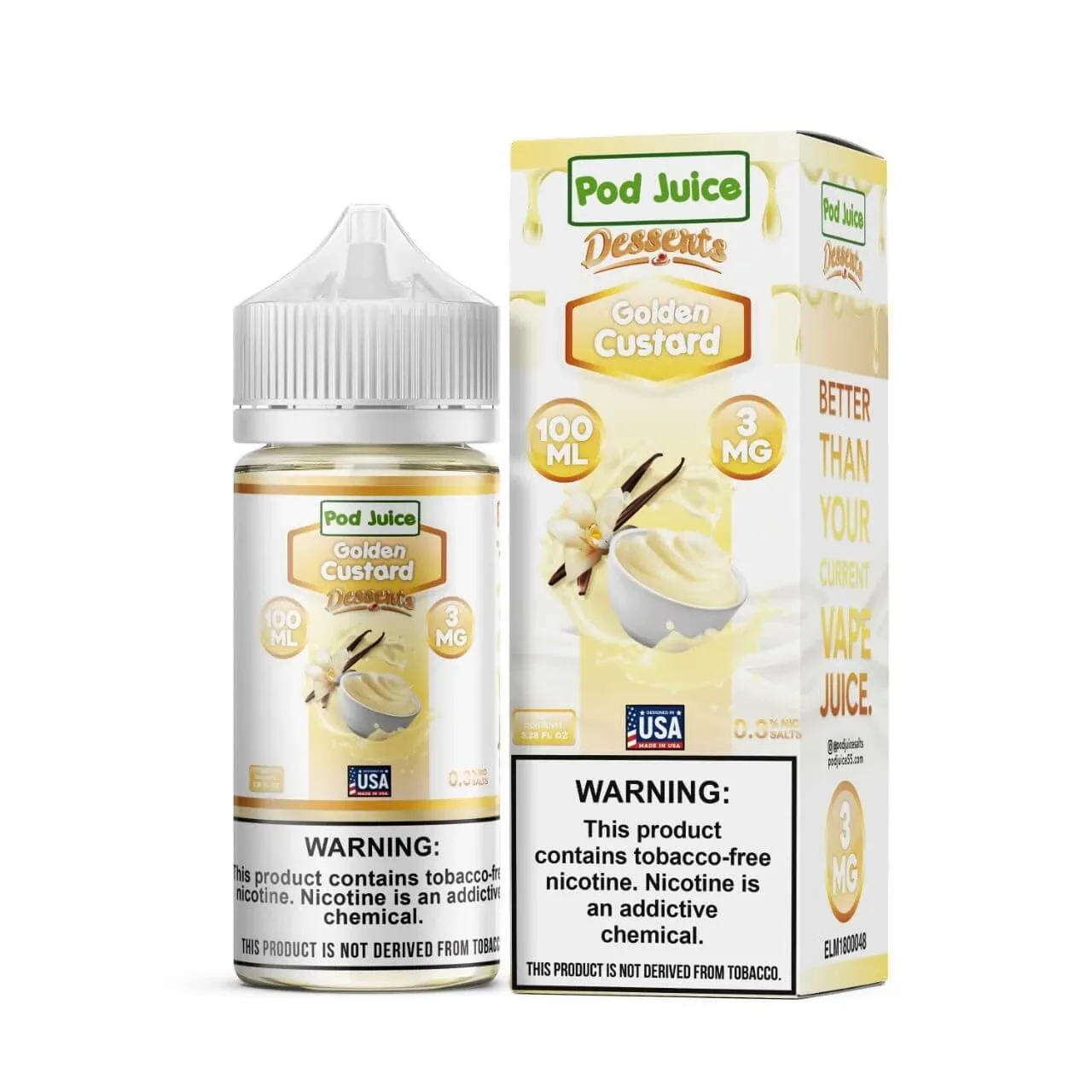 Golden Custard Tobacco Free Nicotine E-Juice 100ml | Pod Juice