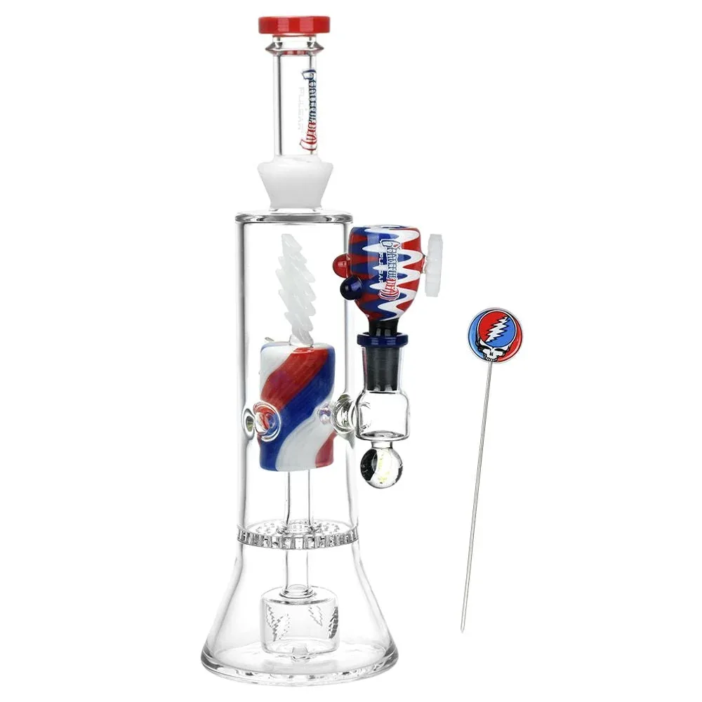 Grateful Dead x Pulsar Lightning Bolt Glass Water Pipe