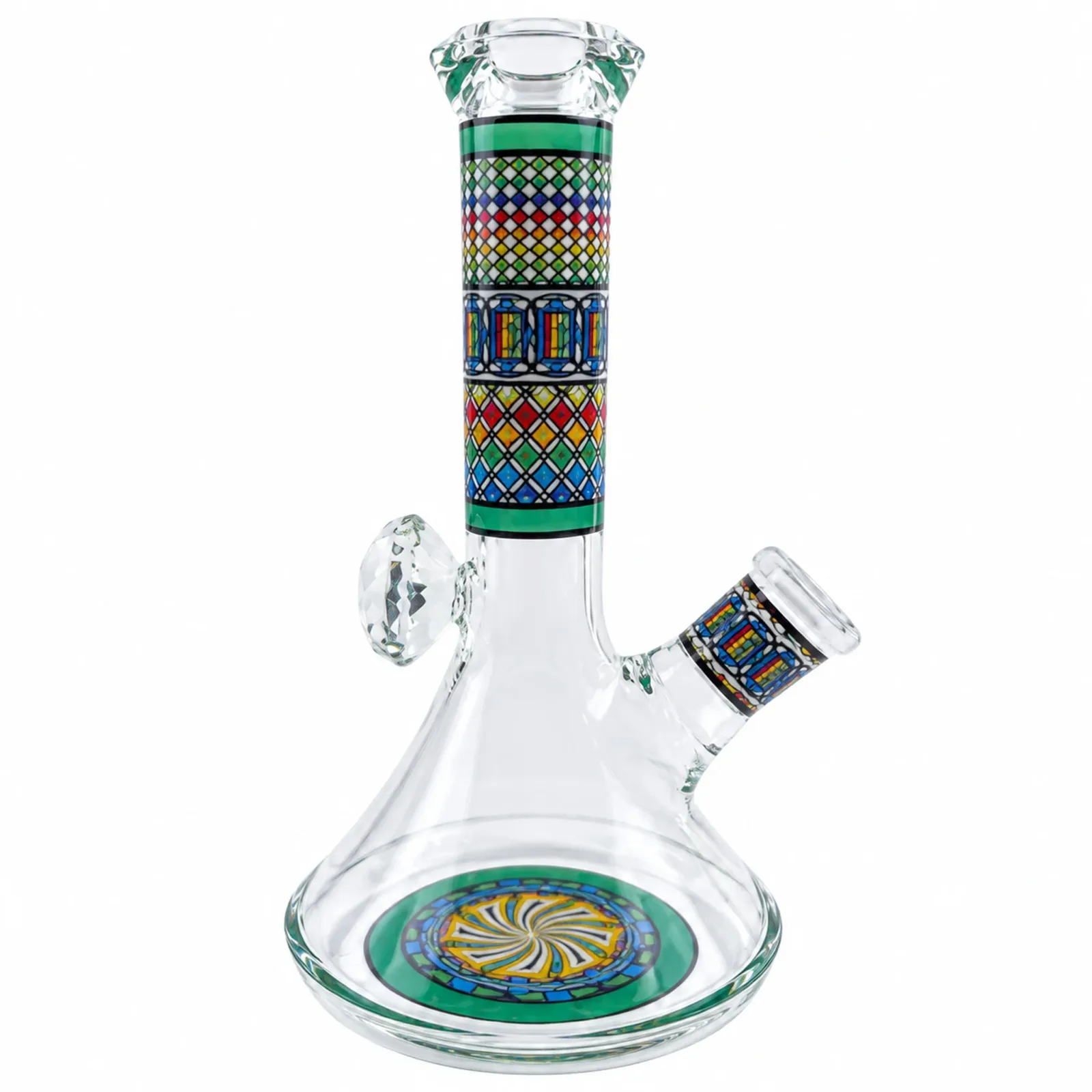 Green Mosaic Beaker Bong - 7in
