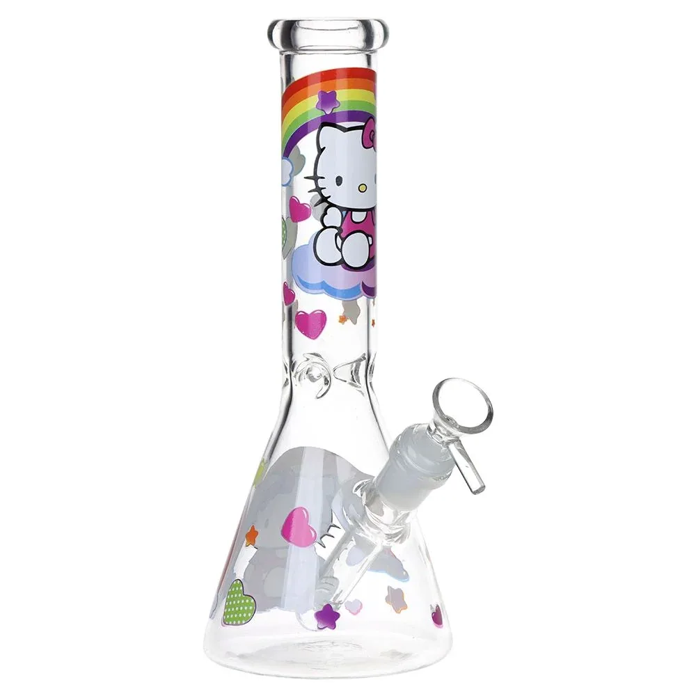 Greetings Feline Glass Beaker Water Pipe | 10" | 14mm F | Designs Vary - Image 2