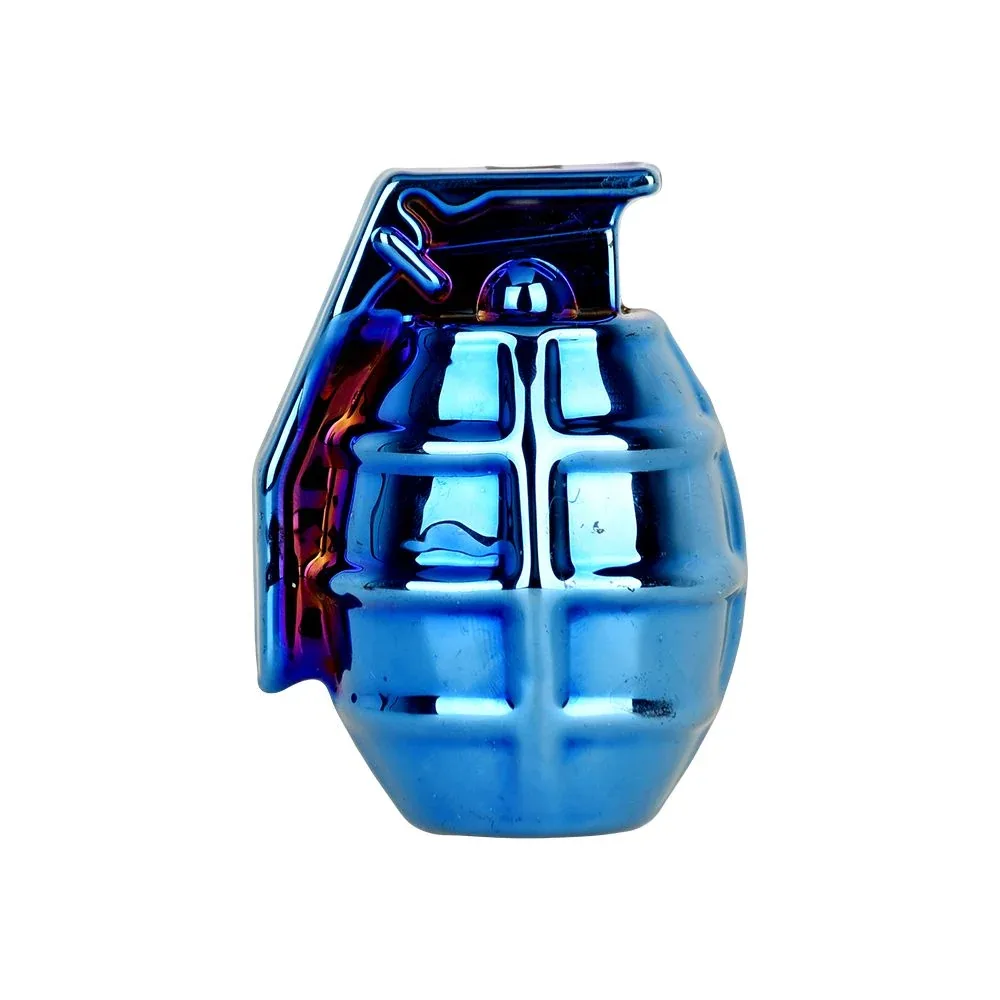 Grenade Electroplated Glass Hand Pipe - 3" / 3ct - Image 2