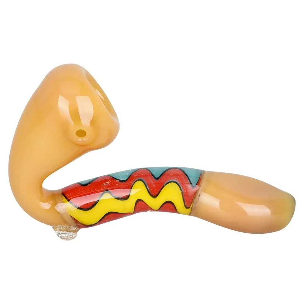 Groovy Waves Sherlock Glass Hand Pipe - 4" - Image 2