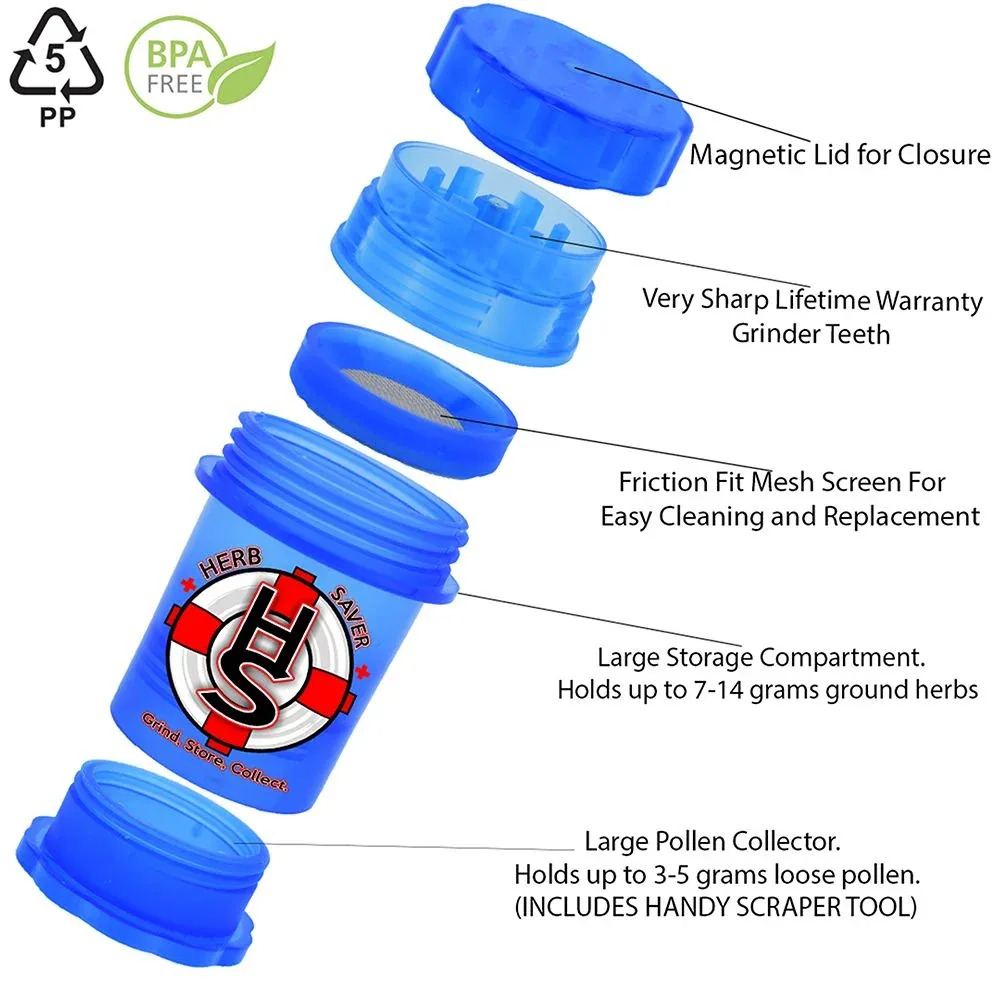 HerbSaver Large Grinder - 3.8" x 2.4" / 4pc / 6ct - Image 2