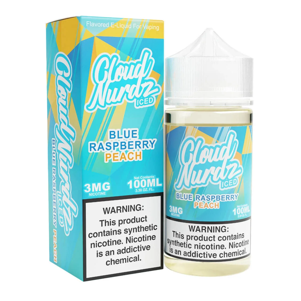 Iced Peach Blue Razz Synthetic Nicotine 100ml E-Juice | Cloud Nurdz