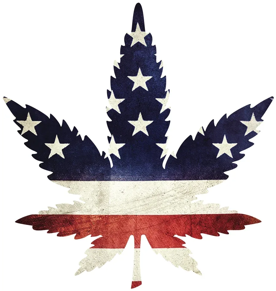 Indica Leaf Shape Puzzle: "Stars and Stripe" 10" x 11" 69 Piece 1/4 Inch thick Maple Wood Jigsaw Puzzle