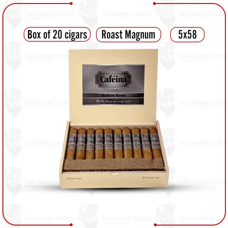 Infused Cigars: Cafeina Medium Roast Magnum 5×58 Box of 20