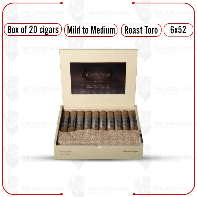 Infused Cigars: Cafeina Medium Roast Toro 6×52 Box of 20 Cigars