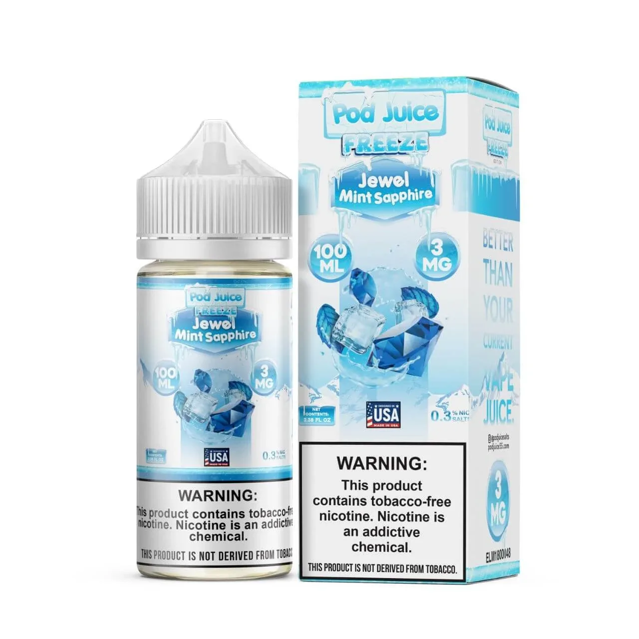 Jewel Mint Sapphire Freeze Tobacco Free Nicotine E-Juice 100ml | Pod Juice