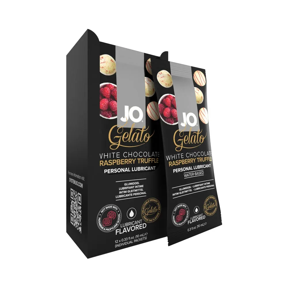 JO White Chocolate Raspberry Flavored Water-Based Lubricant Foils 10 mL 12-Pack - Image 2