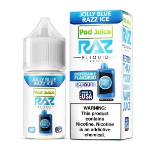 Jolly Blue Razz Ice Pod Juice RAZ Disposable Collab Nic Salt E-juice 30ml