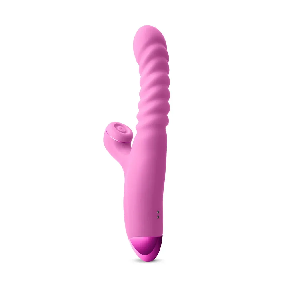 Luxe Nova Rechargeable Thrusting & Throbbing Stimulator Pink - Image 2