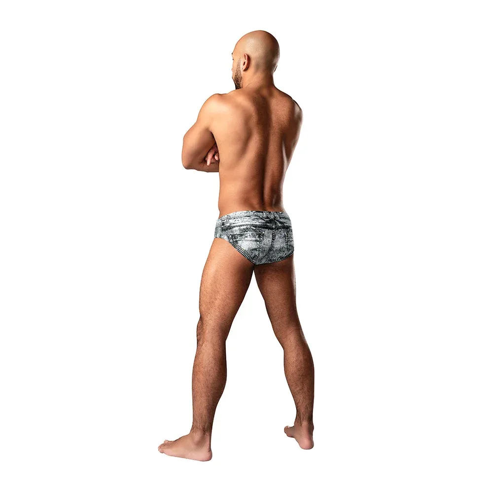 Male Power Dirty Denim Bikini Denim Print XL - Image 2