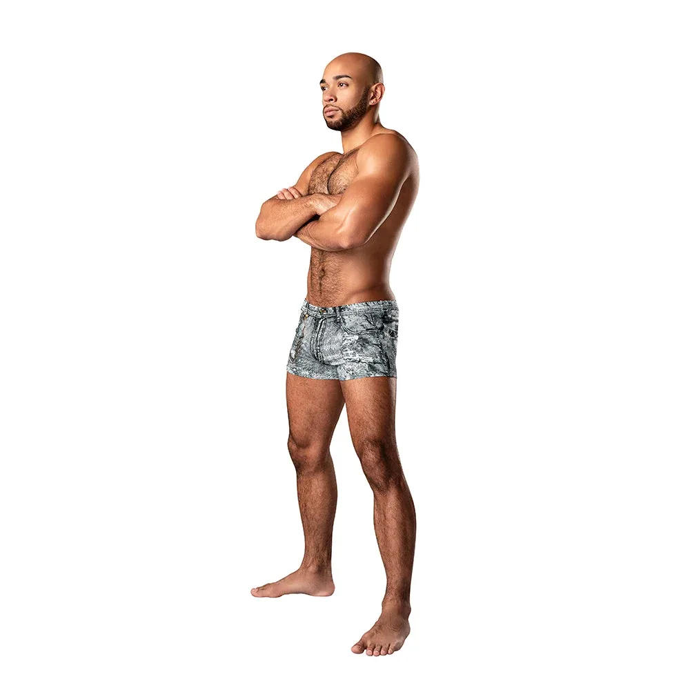 Male Power Dirty Denim Pouch Short Denim Print M - Image 2