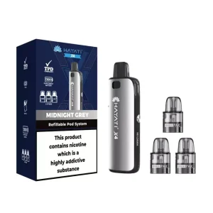Midnight Grey Hayati X4 Pod Vape Kit 1300mAh - 2ml Pods, 3x & 10ml Nic Salt