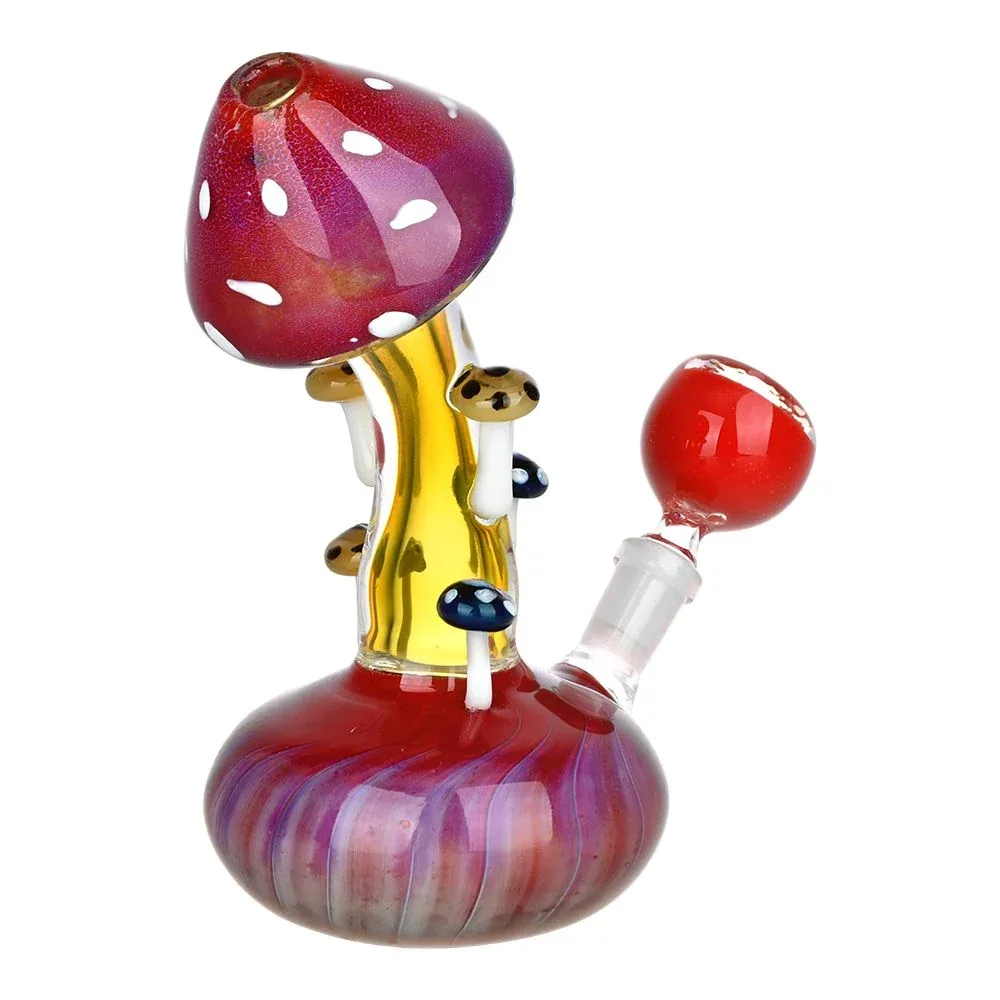 Mushroom Collective Bent Neck Glass Water Pipe - 5.25" / 10mm F - Image 2