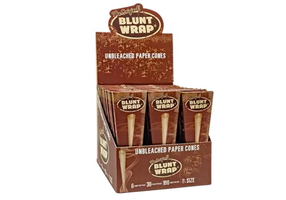 Orginal Blunt Wrap Unbleached Cones - 1/4 - 6 pack