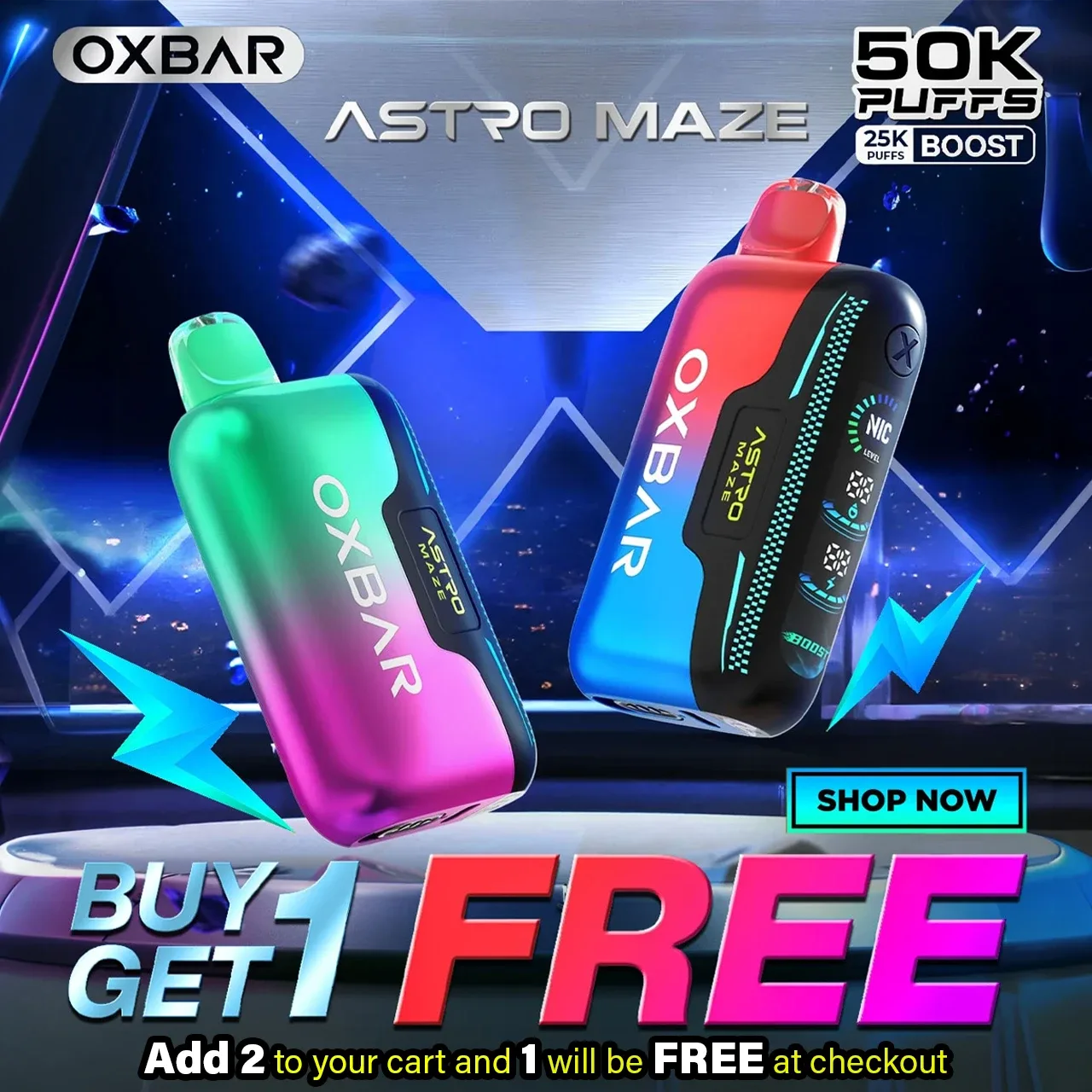 OXBAR Astro Maze Disposable | 50K Puffs - Buy 1 Get 1 Free