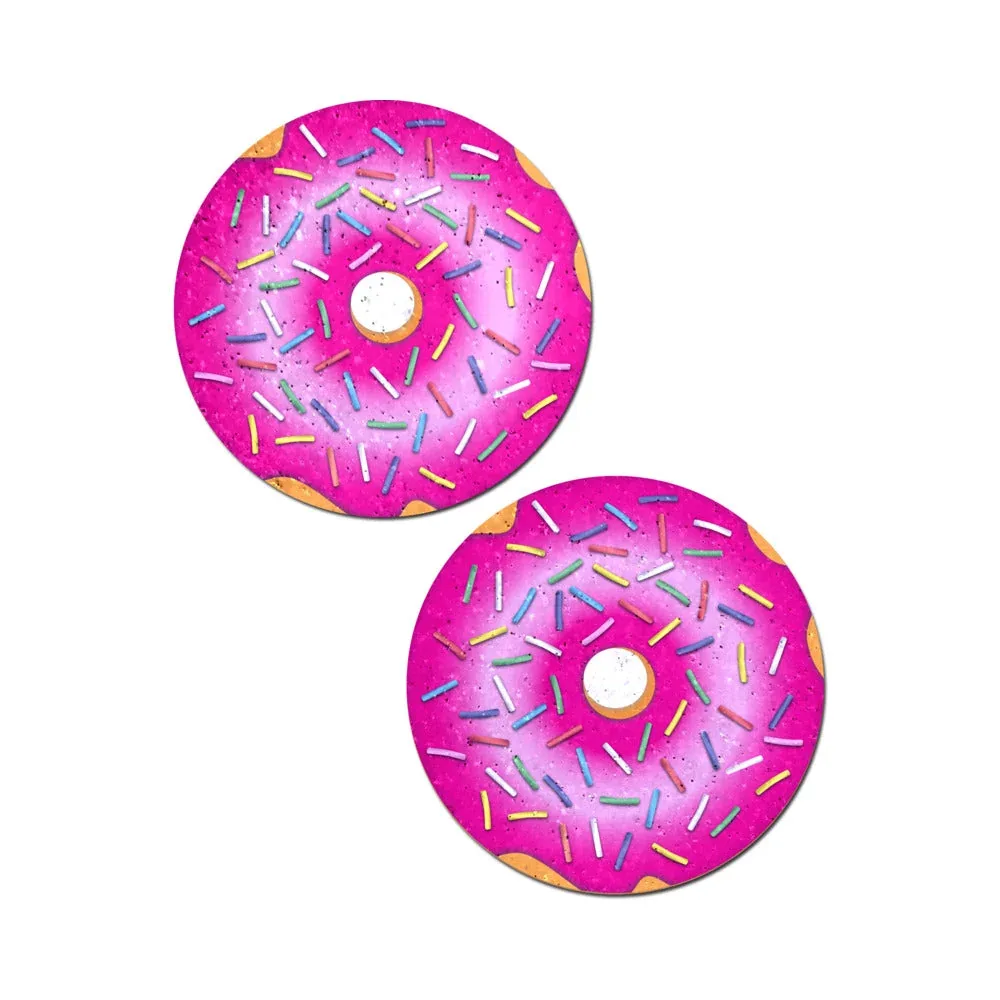 Pastease Donut: Donut with Pink Frosting and Rainbow Sprinkles Nipple Pasties - Image 2