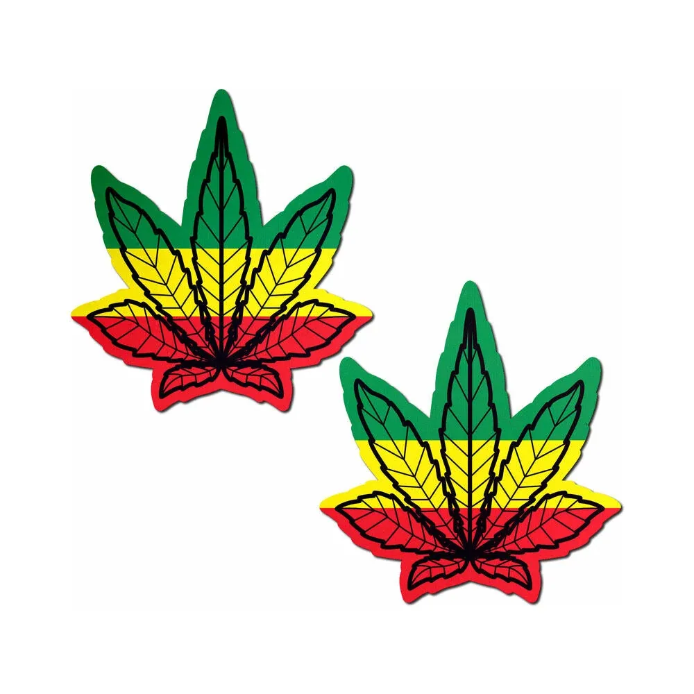 Pastease Indica Pot Leaf: Rasta Weed Nipple Pasties - Image 2