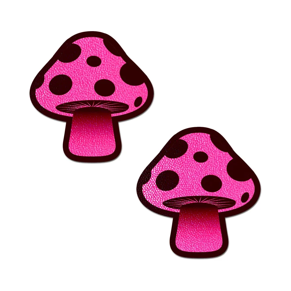 Pastease Mushroom: Neon Pink Shroom Nipple Pasties - Image 2