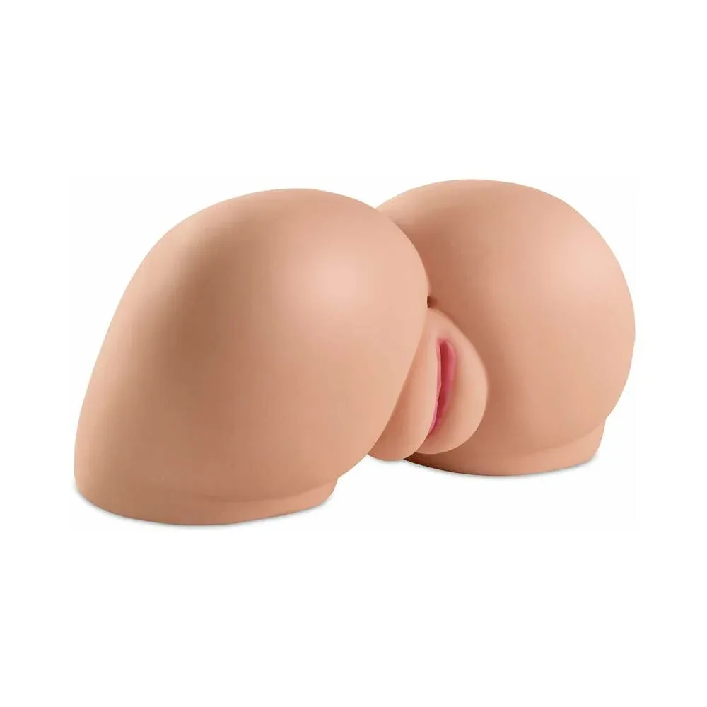 PDX Dirty Talk Interactive Fuck Me Silly Rechargeable Vibrating Dual-Entry Masturbator Beige - Image 2
