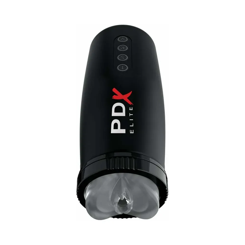 PDX Elite Motobator 2 Rechargeable Thrusting Vibrating Masturbator Clear/Black - Image 2