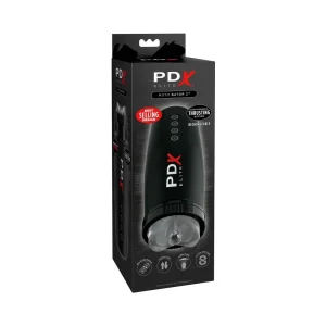 PDX Elite Motobator 2 Rechargeable Thrusting Vibrating Masturbator Clear/Black