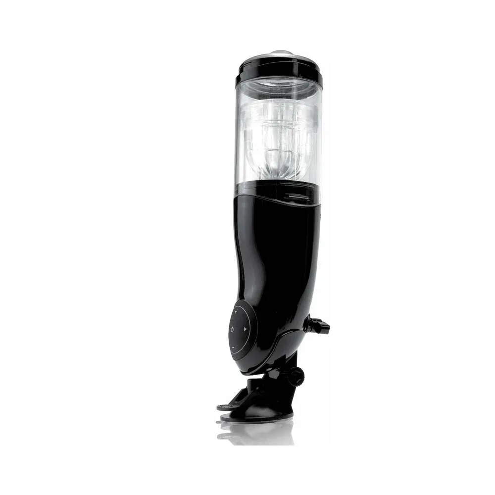 PDX Mega-Bator Ass Rechargeable Rotating Thrusting Stroker With Hands-Free Suction Cup Clear/Black - Image 2
