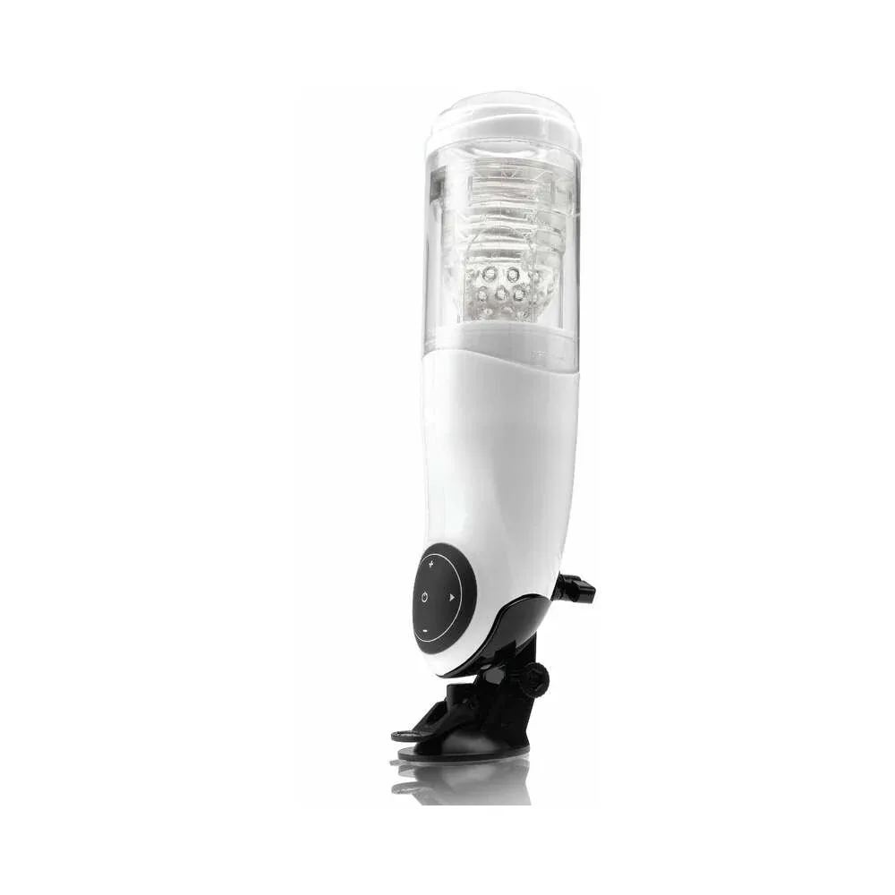 PDX Mega-Bator Pussy Rotating Thrusting Stroker With Suction Cup Clear/White - Image 2
