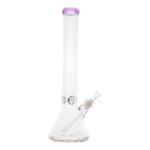 Pink Banded Ice Pinch Beaker Bong - 18in