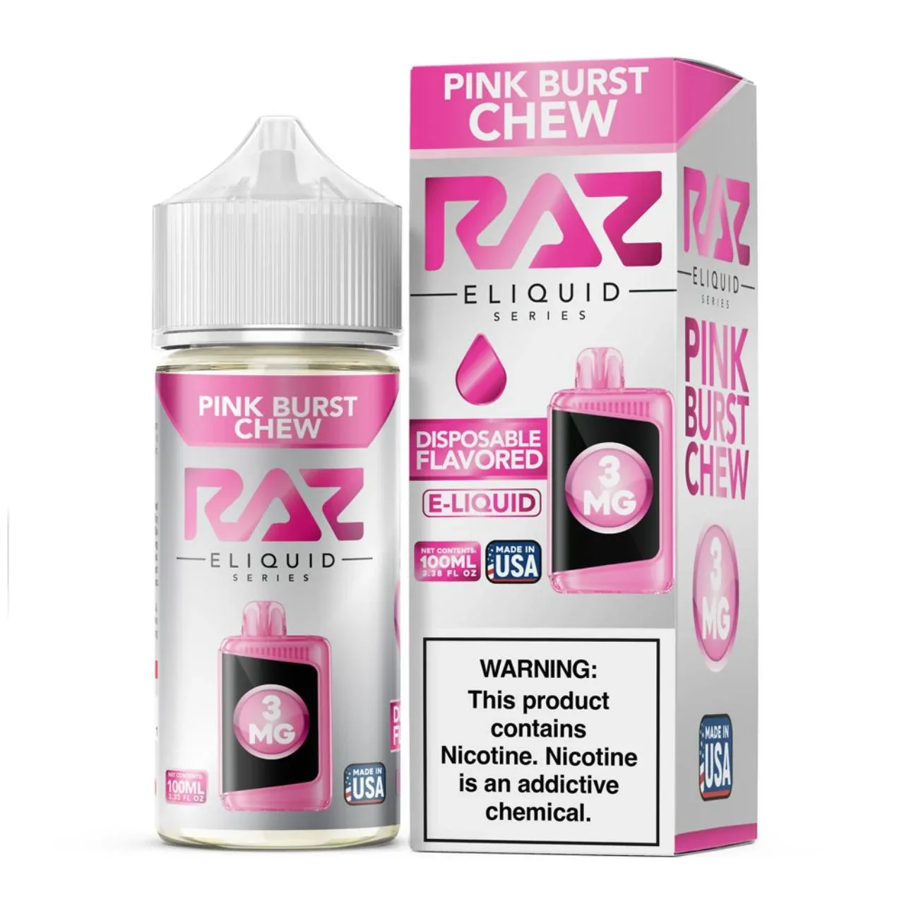 Pink Burst Chew Tobacco Free Nicotine E-Juice 100ml | Pod Juice x RAZ