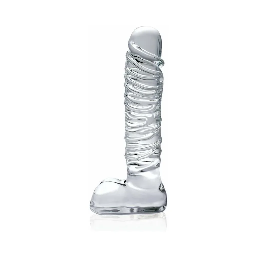 Pipedream Icicles No. 63 Ribbed Realistic 8.5 in. Glass Dildo Clear - Image 2