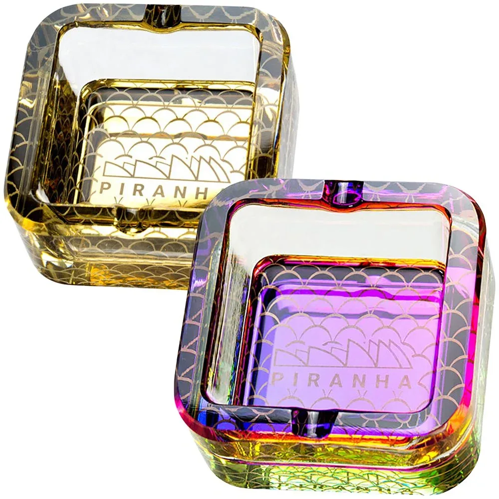 Piranha Scales Cube Glass Ashtray | 2.8" - Image 2
