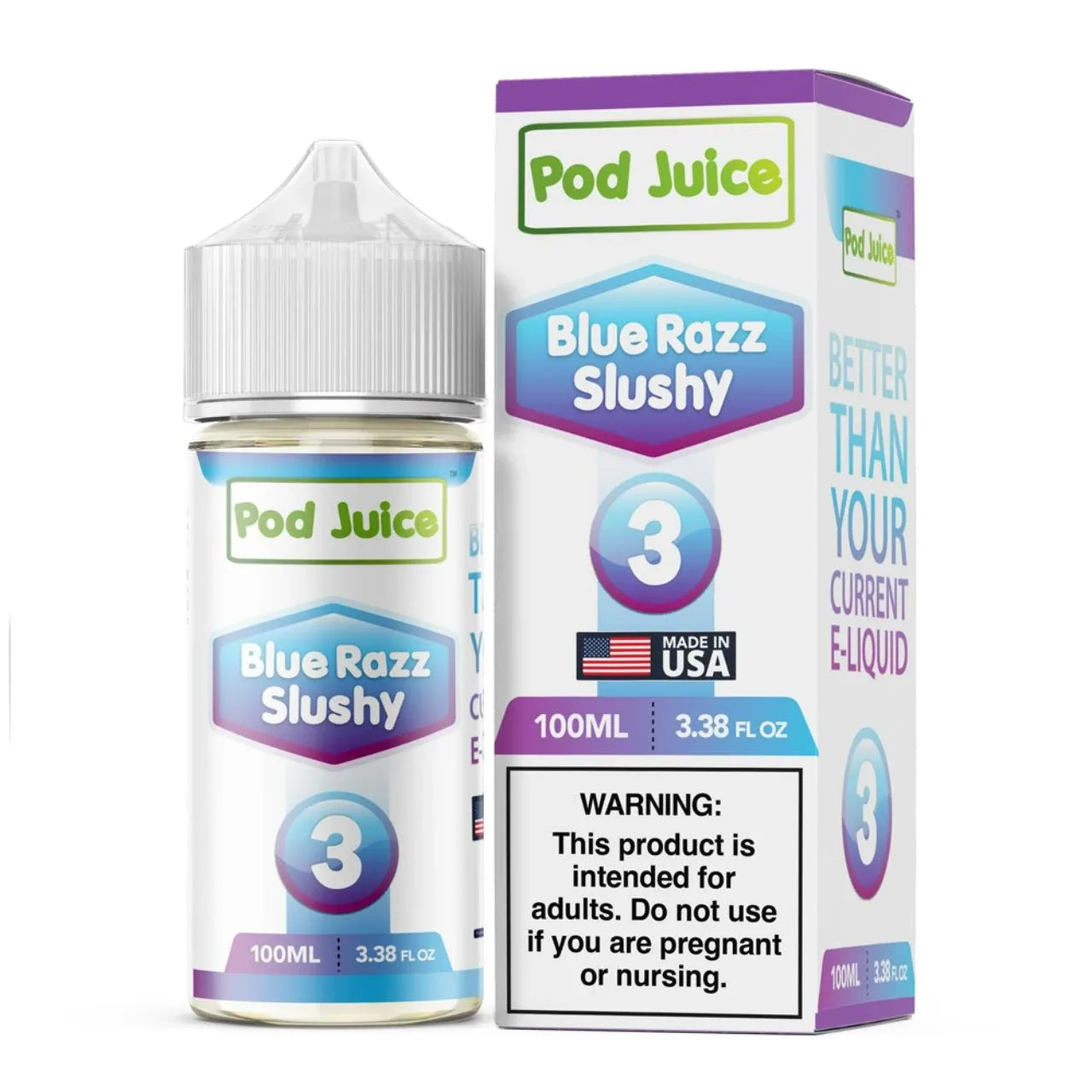 Pod Juice Blue Razz Slushy Nixodine 100ML E-Juice