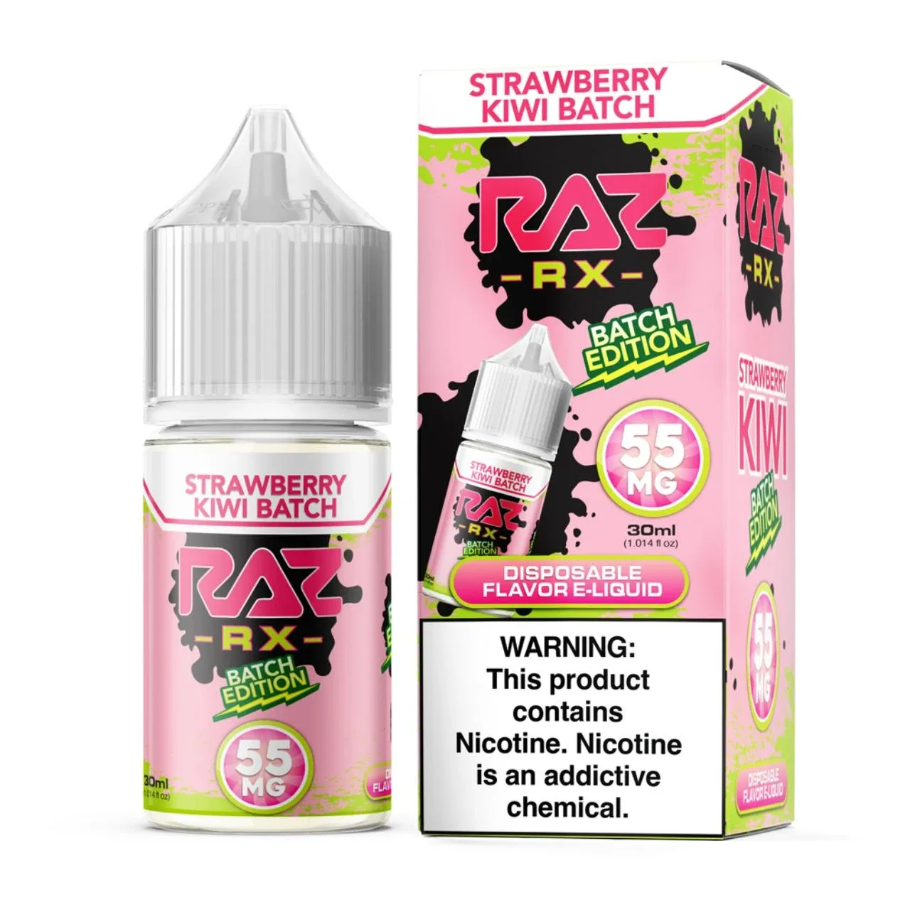 Pod Juice RX Raz Strawberry Kiwi Batch Tobacco Free Nicotine 30ml Salt E-Juice