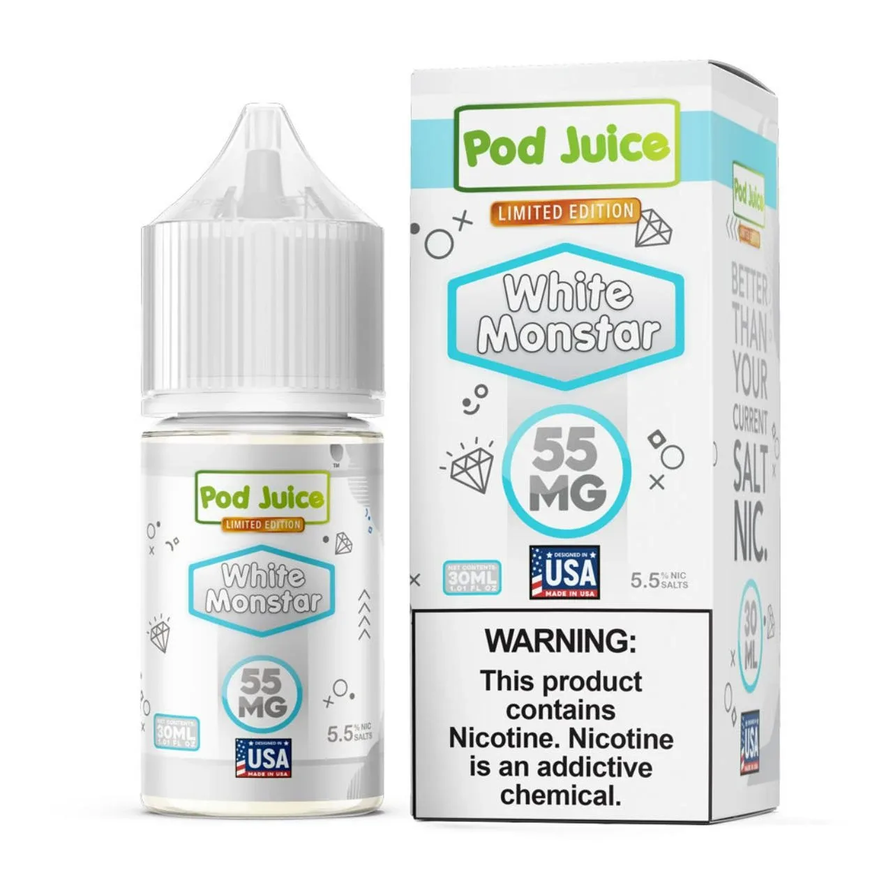 Pod Juice Salt White Monstar Tobacco Free Nicotine E-Juice 30ml