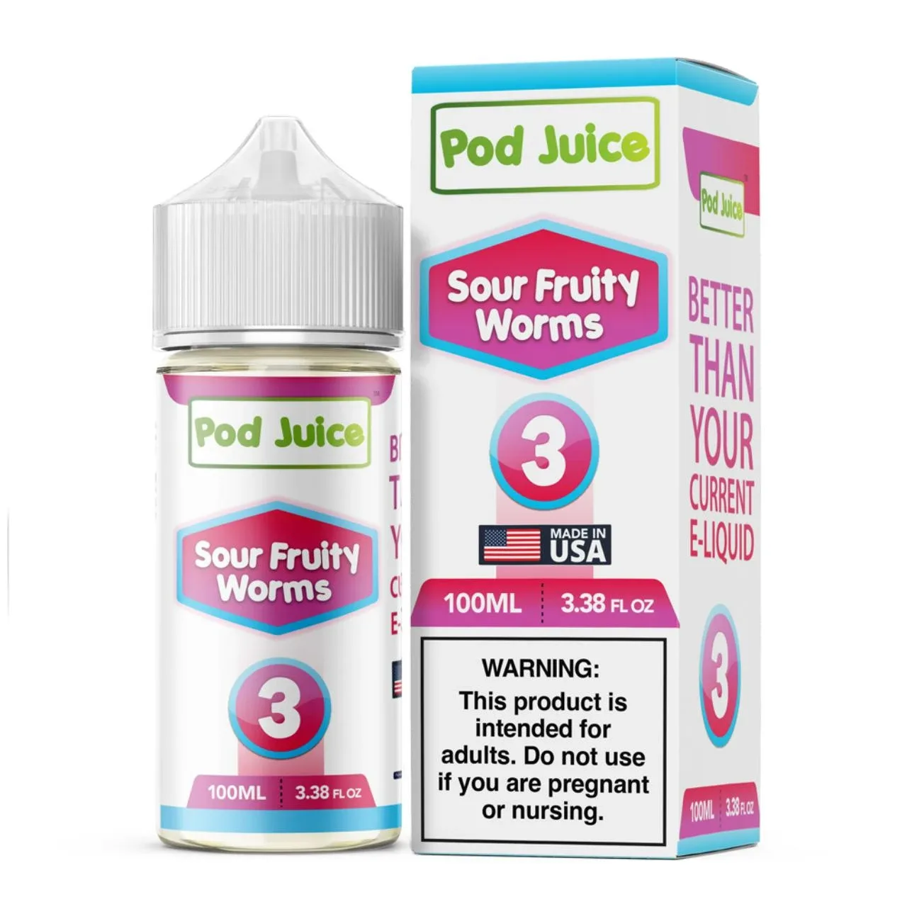 Pod Juice Sour Fruity Worms Nixodine 100ML E-Juice