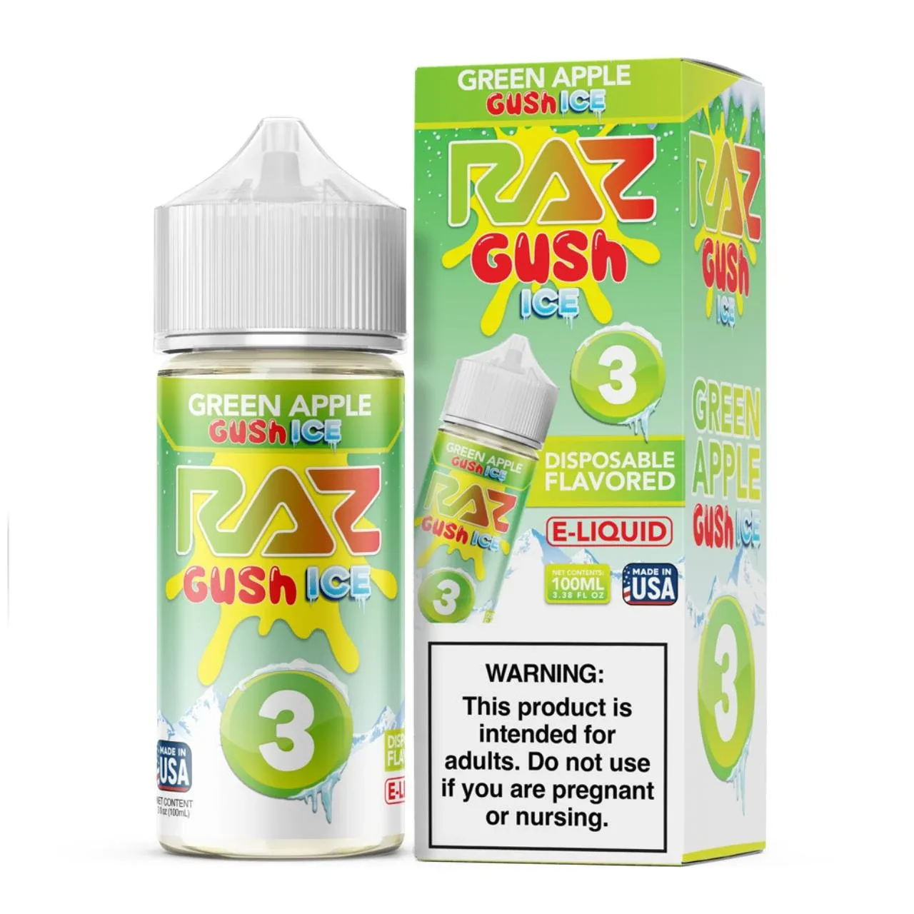Pod Juice X Raz Green Apple Gush Ice Nixodine 100ML E-Juice