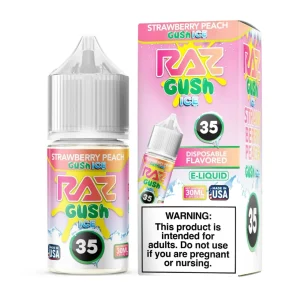 Pod Juice X Raz Strawberry Peach Gush Ice Nixodine 30ml Salt E-Juice