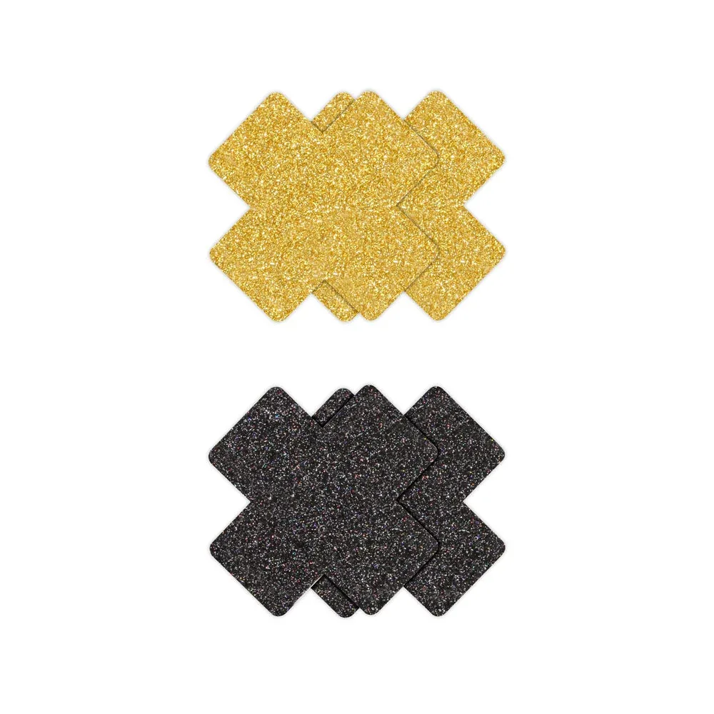 Pretty Pasties Glitter Cross Black/Gold 2 Pair - Image 2