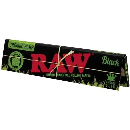 RAW Black Organic Hemp King Size Slim Rolling Papers 50pk Box - Image 2