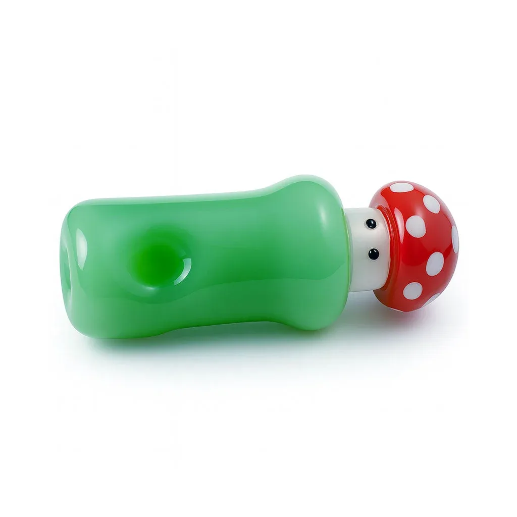 Red Top Mushroom Green Hand Pipe - Image 2