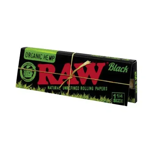 RAW Black Organic Hemp 1 1/4 Rolling Papers 24pk Box - Image 2