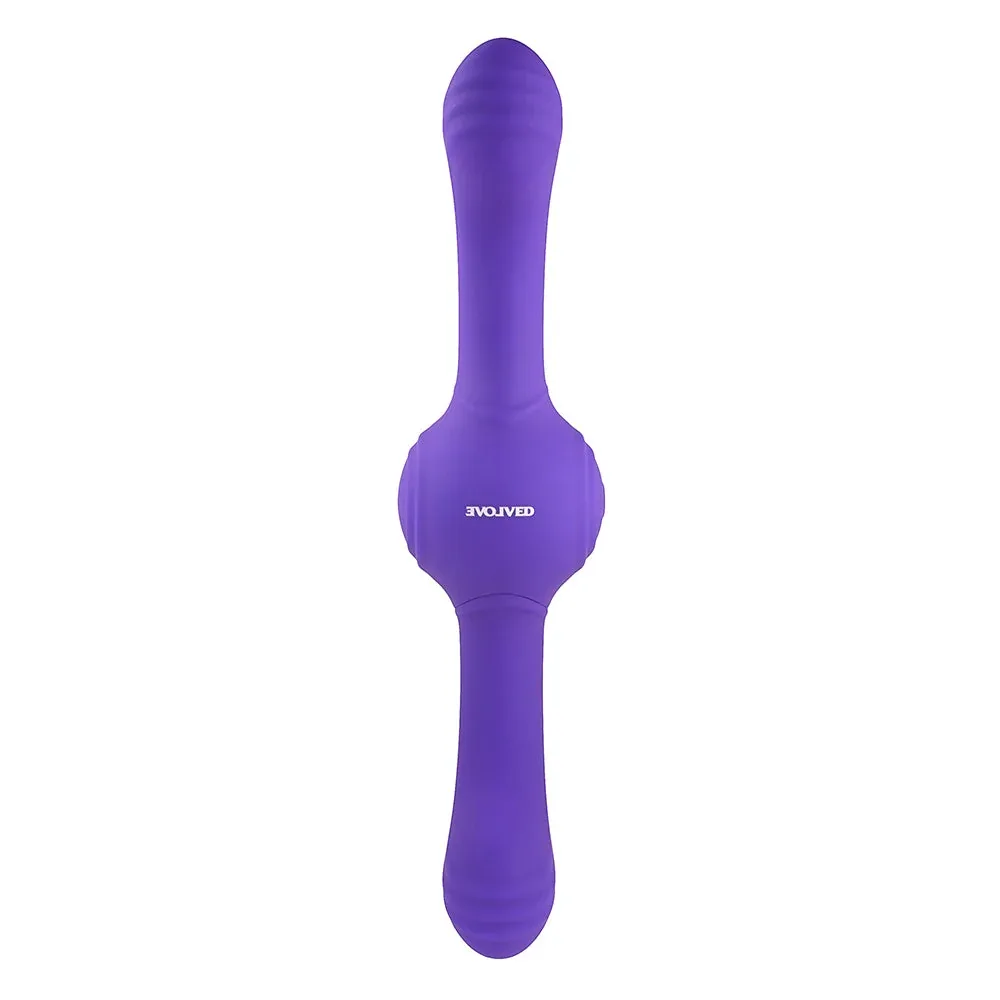 Evolved Our Gyro Vibe Rechargeable Dual Ended Gyrating Silicone Vibrator Purple - Image 2