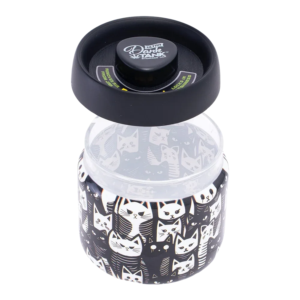 Fujima Dank Tank Vacuum Glass Jar - 4.2" / Black & White Cats - Image 2