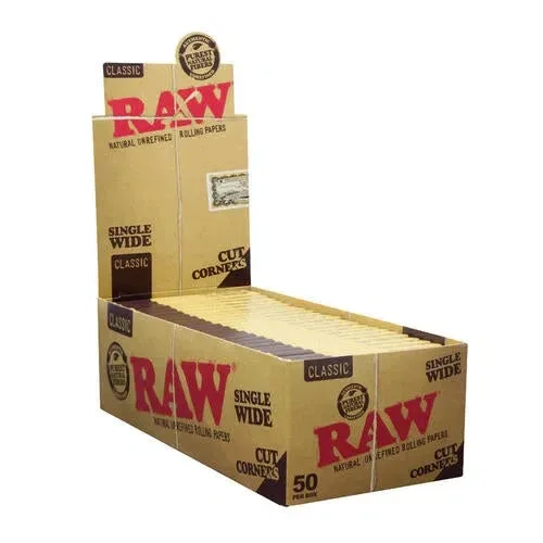 Raw Classic Cut Corners Single Wide Rolling Papers - 50pk Box