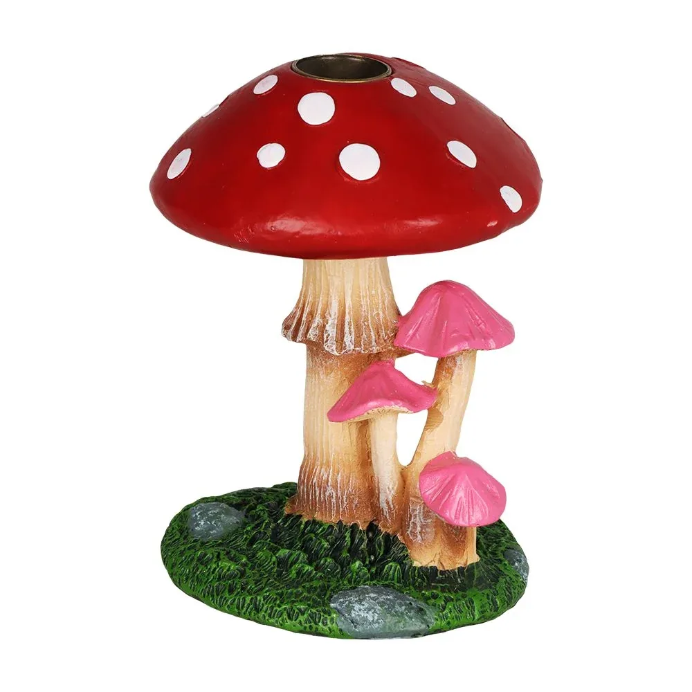 Sprouting Shrooms Backflow Polyresin Incense Burner - 4.25"