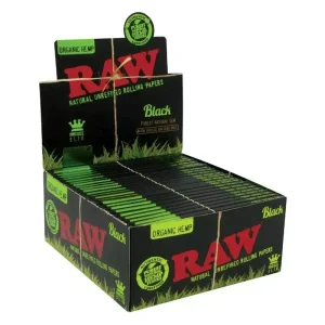 RAW Black Organic Hemp King Size Slim Rolling Papers 50pk Box