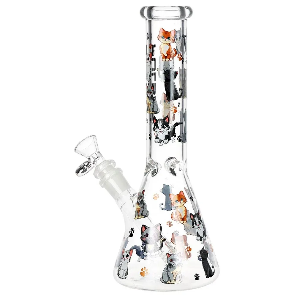 Pulsar Cute Kitties Beaker Glass Water Pipe - 10" / 14mm F - Image 2