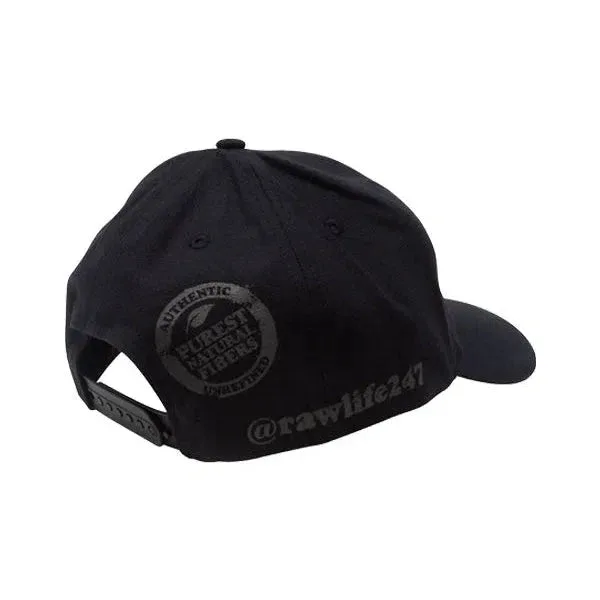 RAW Black on Black Baseball Cap - Classic Brim Adjustable - Image 2